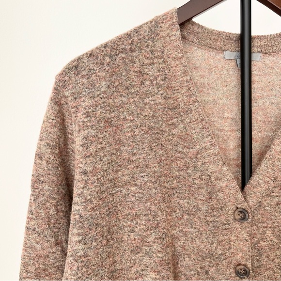 COS Women's V-Neck Cardigan XS Alpaca Wool Blend Brown Pink Relaxed Lightweight - Picture 3 of 5
